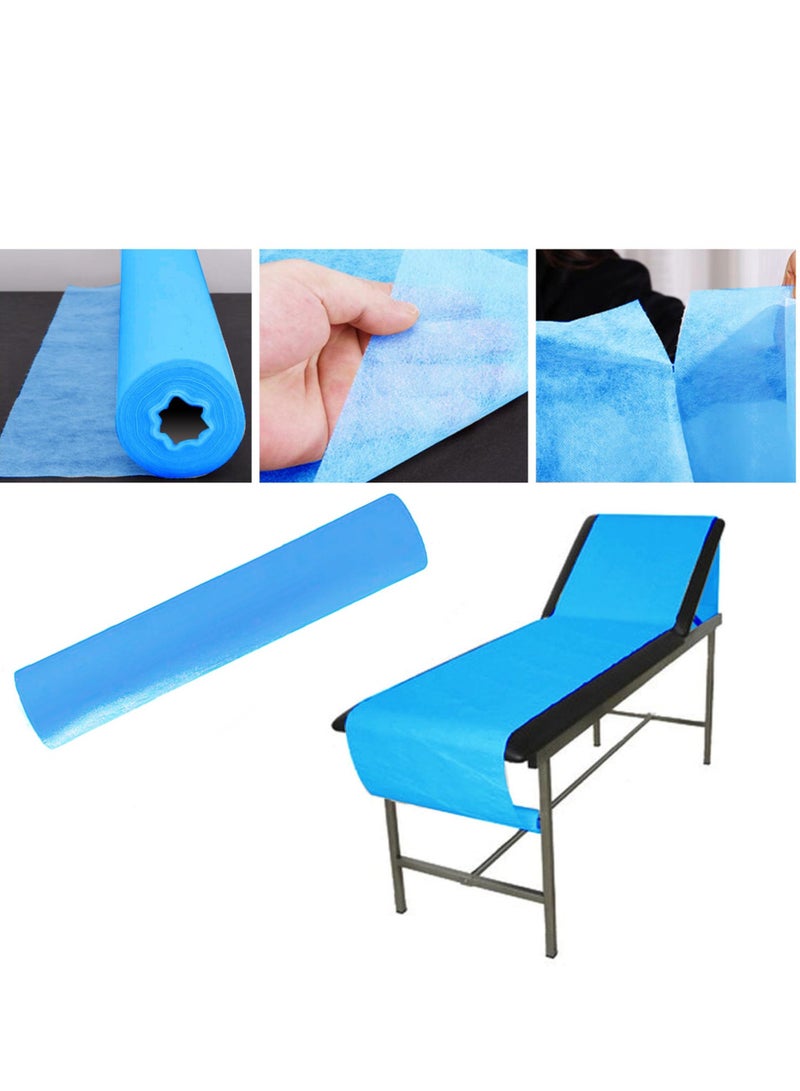 Disposable Non-Woven Bed Sheet Roll, 80x180cm, 50 Sheets – Blue Spa Massage Table Covers for Facial, Tattoo, Beauty & Medical Use  - Image 1
