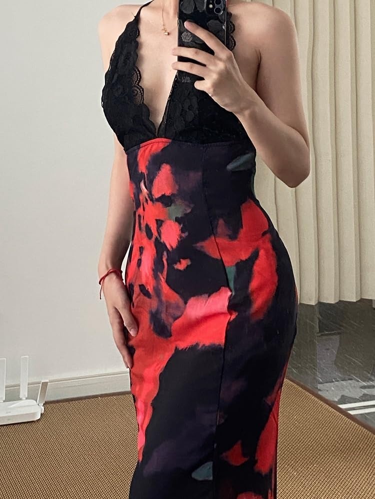 XPONNI Y2K Backless Wedding Guest Dress Sheer Lace Tie Dye Vacation Maxi Dress Resort Beach Long Dresses Summer 2025 - Image 2
