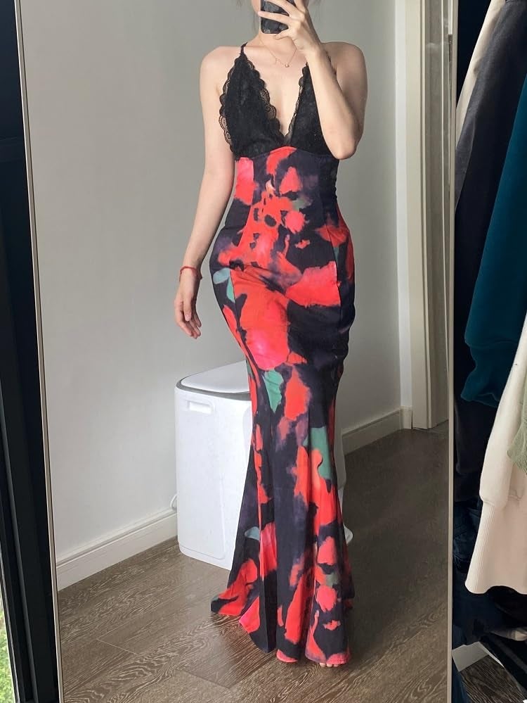 XPONNI Y2K Backless Wedding Guest Dress Sheer Lace Tie Dye Vacation Maxi Dress Resort Beach Long Dresses Summer 2025 - Image 4