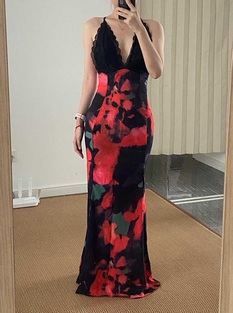 XPONNI Y2K Backless Wedding Guest Dress Sheer Lace Tie Dye Vacation Maxi Dress Resort Beach Long Dresses Summer 2025 - Image 3