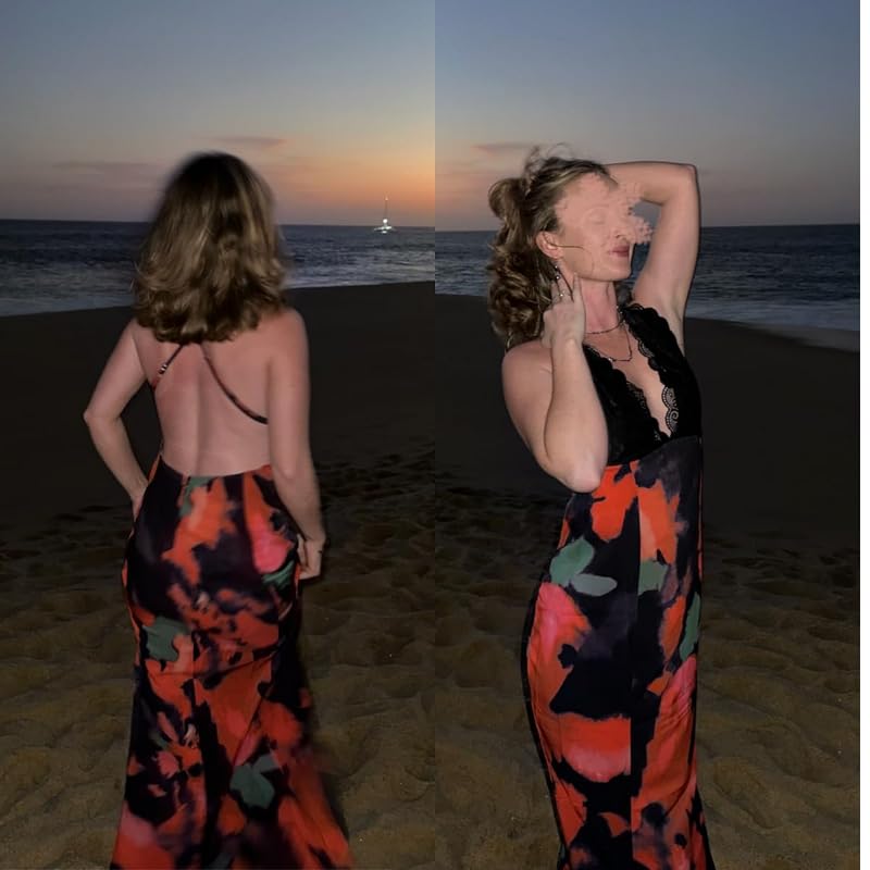 XPONNI Y2K Backless Wedding Guest Dress Sheer Lace Tie Dye Vacation Maxi Dress Resort Beach Long Dresses Summer 2025 - Image 5