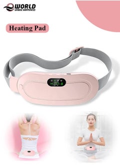 Eworld Portable Cordless Heating Pad for Period Cramps Relief, Rechargeable Electric Heat Belt with 3 Adjustable Heat Levels and 4 Vibration Modes, Perfect Gift for Women and Girls, Pink  - Image 1
