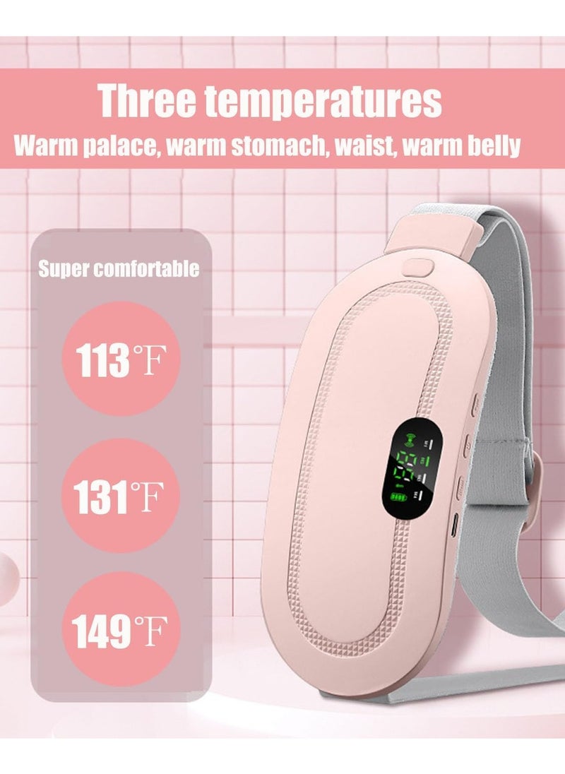 Eworld Portable Cordless Heating Pad for Period Cramps Relief, Rechargeable Electric Heat Belt with 3 Adjustable Heat Levels and 4 Vibration Modes, Perfect Gift for Women and Girls, Pink  - Image 2
