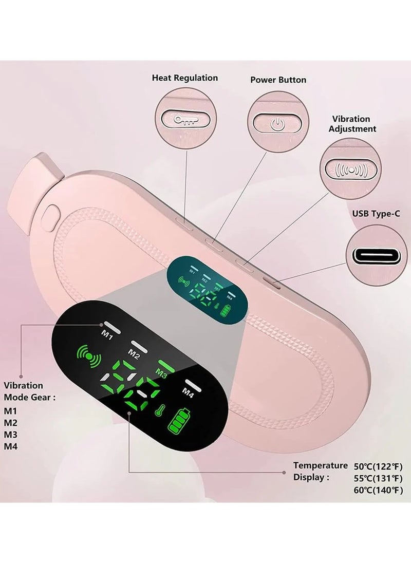 Eworld Portable Cordless Heating Pad for Period Cramps Relief, Rechargeable Electric Heat Belt with 3 Adjustable Heat Levels and 4 Vibration Modes, Perfect Gift for Women and Girls, Pink  - Image 5