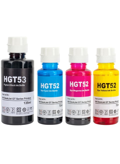 GT53XL 135ml GT52 70ml for HP Printer DeskJet Smart GT Tank (All-Pack of 4)
