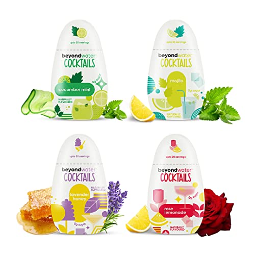 BEYOND WATER Cocktail Mixer Pack 4 Makes 20 Servings Each (Mojito, Lavender Honey, Rose Lemonade, Cucumber Mint) | Zero Calorie Sugar-Free Mixer for Cocktails, Mocktails Drinks Beverages - Image 1