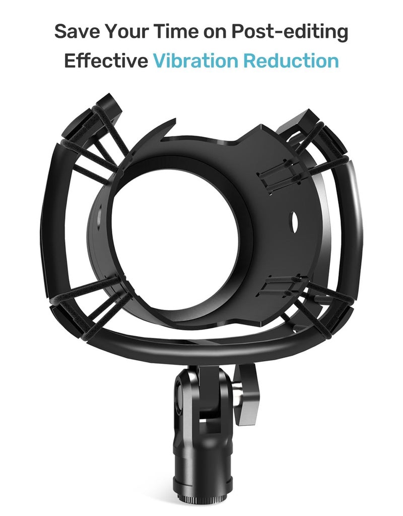 Etour Custom Built for Blue Yeti Shock Mount with Pop Filter, 2026 Upgrade Anti-Vibration Suspension Elastic Shock Mount Holder Clip Mics Stand with Screw Adapter Compatible with Yeti Microphone - Image 3
