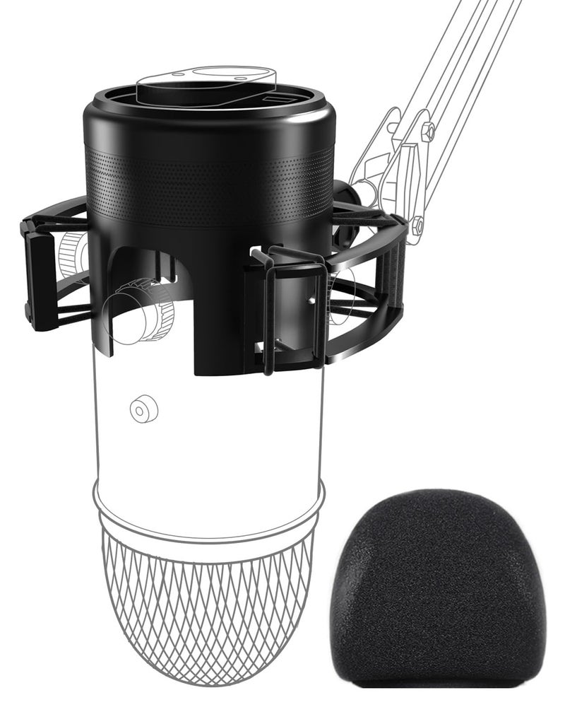 Etour Custom Built for Blue Yeti Shock Mount with Pop Filter, 2026 Upgrade Anti-Vibration Suspension Elastic Shock Mount Holder Clip Mics Stand with Screw Adapter Compatible with Yeti Microphone - Image 1