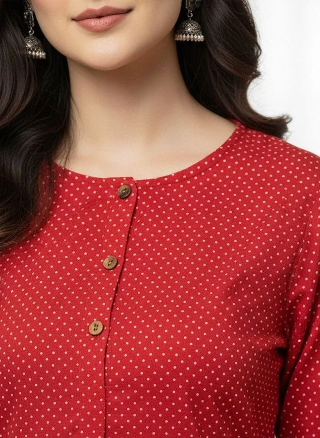 Saka Designs Floral Printed Red Kurta for Women