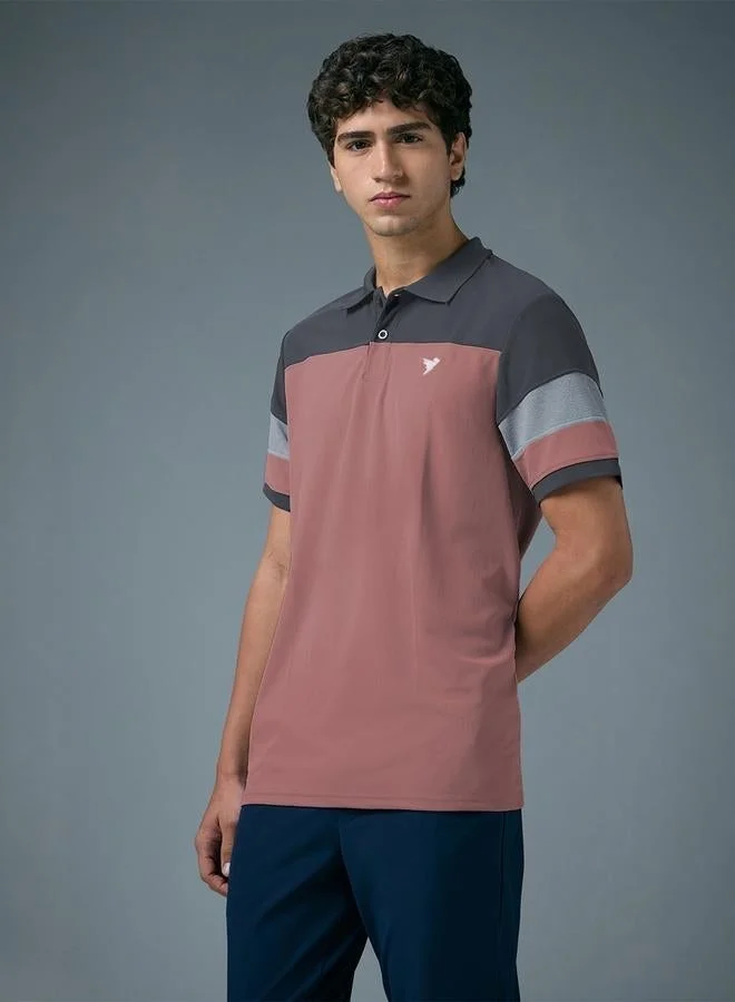 Technosport Technosport Men Slim Fit Color Block Pique Polo