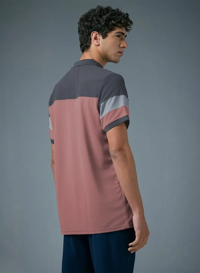Technosport Technosport Men Slim Fit Color Block Pique Polo