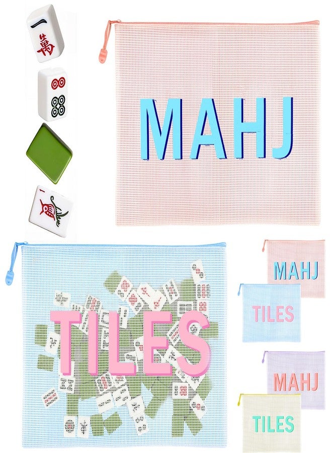 SilTriangle Mahjong Tile Bag 18 x 11 Inch PVC Clear Zippered Storages Tile Holder Waterproof Empty American Mahjong Bags for Game Accessories Gifts Game Lover(2 Pack, Pink and Blue) - Image 1