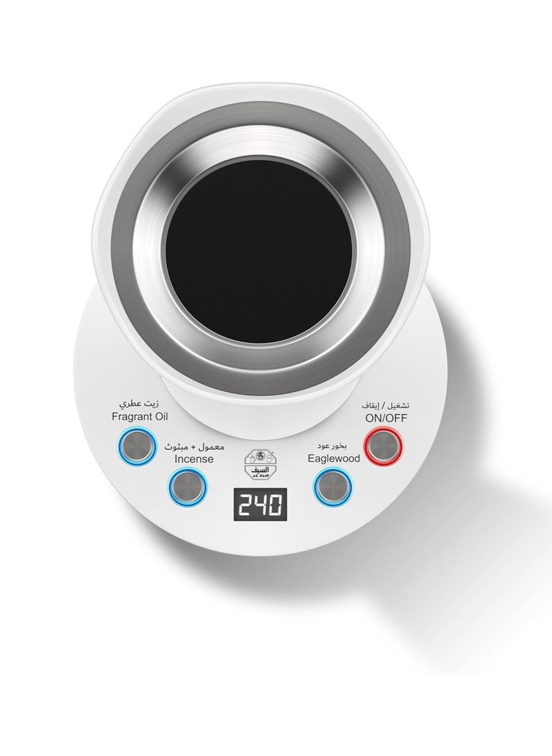 Al Saif Electric - Chala Incense Burner, Three Different Programs, Ceramic Heating Base, Cool Handle, White, Electric 350W - Image 1