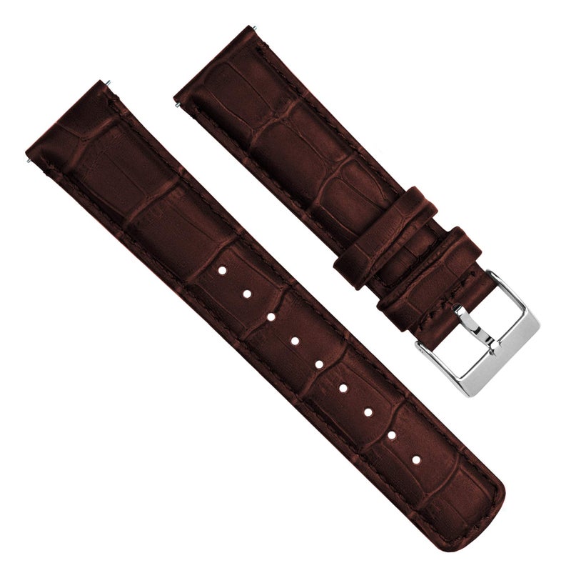 Barton Watch Bands أساور ساعة بارتون جلد البقر بتصميم تمساح - أساور ساعة جلدية بإطلاق سريع، طول قياسي، بني قهوة و مشبك من الفولاذ المقاوم للصدأ، 22 مم - Image 3