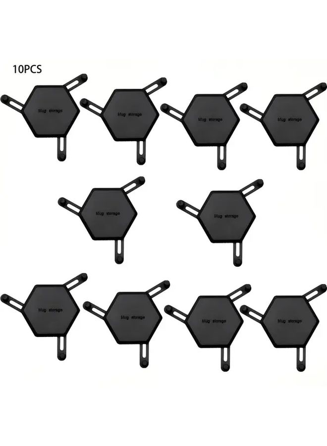 Blue 6 Pack Adjustable Plastic Mug Hooks Wall Mounted Kitchen Cup Storage Rack - Image 4