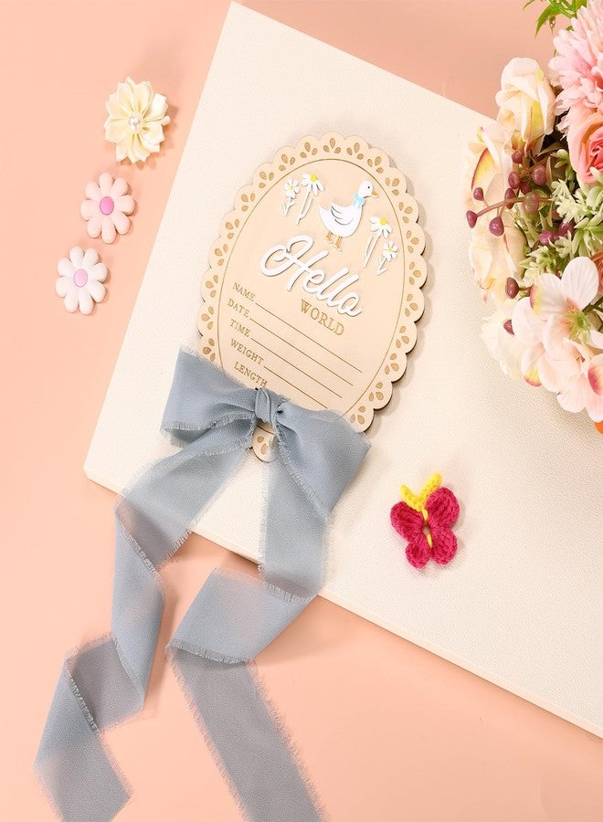 Penitue Newborn Announcement Sign, 5.9in Hello World Wooden Baby Boy Plaque Cute Silly One Goose and Daisy Newborn Welcome Board Perfect for Birth Photos Nursery Decor Baby Shower Gender Reveal Gift - Image 4