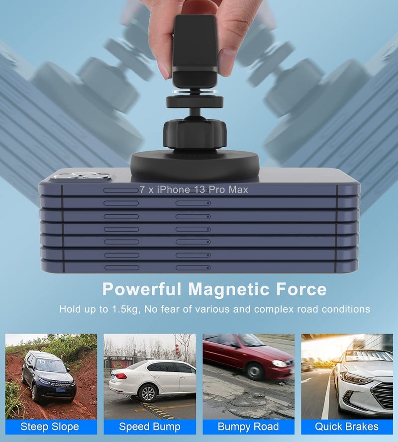 Gloplum Magnetic Wireless Car Charger Mount Compatible with Magsafe iPhone 15/ iPhone 14/iPhone 13, Fast Charging Air Vent Magnet Accessories Car Phone Holder - Image 2