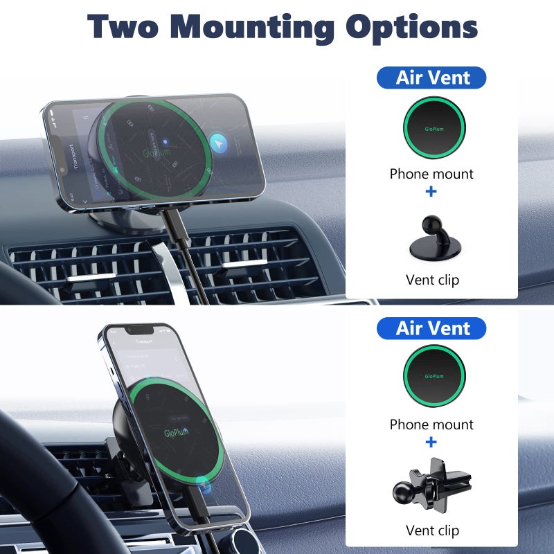Gloplum Magnetic Wireless Car Charger Mount Compatible with Magsafe iPhone 15/ iPhone 14/iPhone 13, Fast Charging Air Vent Magnet Accessories Car Phone Holder - Image 3