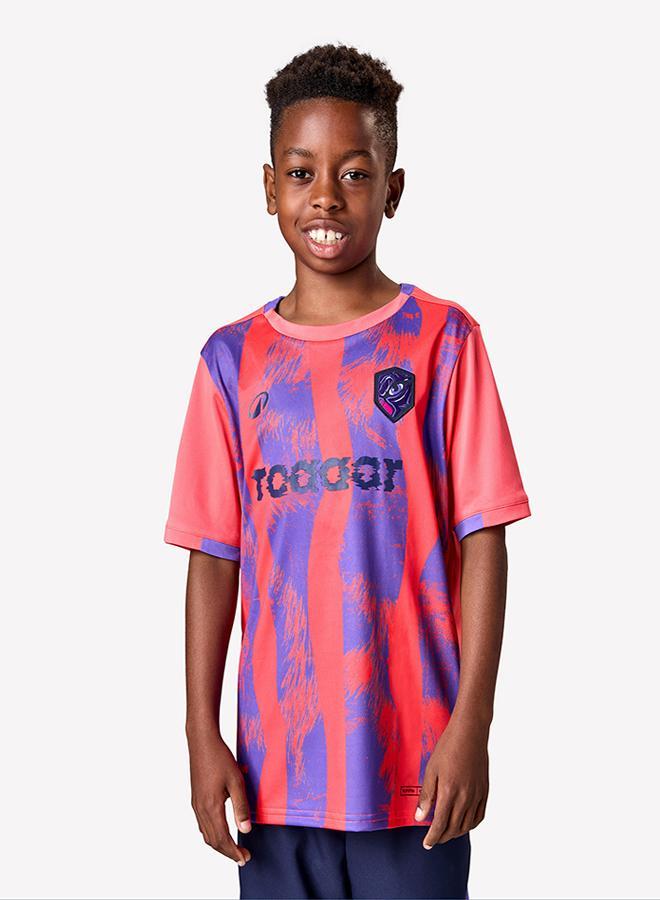 DECATHLON Kids' Short-Sleeved Football Shirt Viralto Roarrr Mandrill Stripey - Image 1