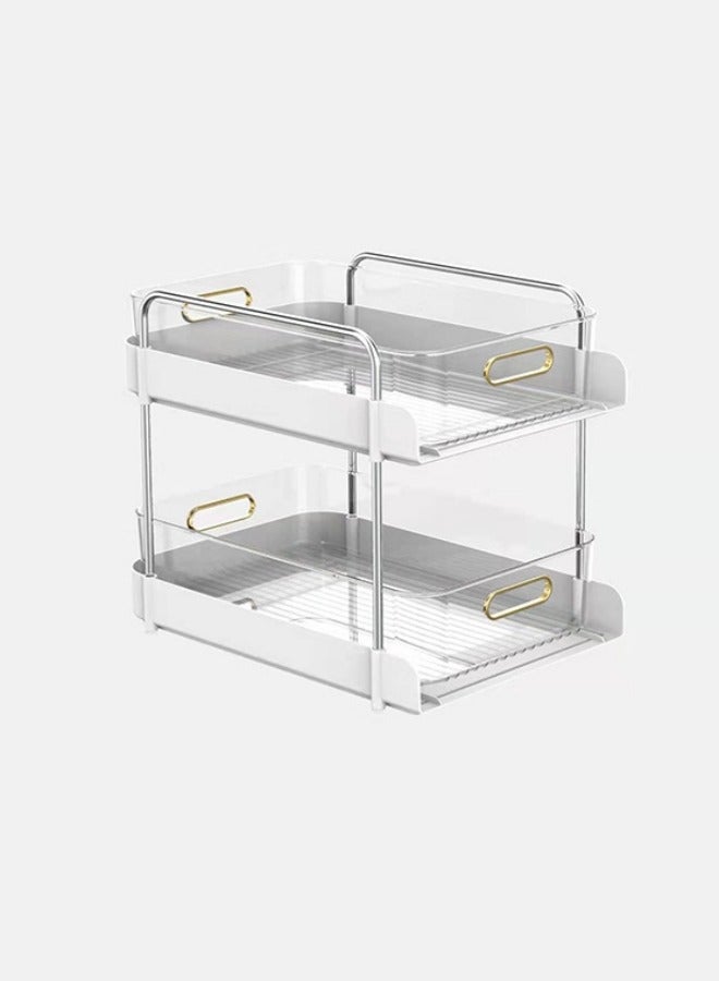 MIXDE 2-Tier Makeup Organizer Under Sink Organizer Storage Shelf With Clear Sliding Baskets and Pull Out Drawer For Kitchen Bathroom Bedroom Office - Image 1