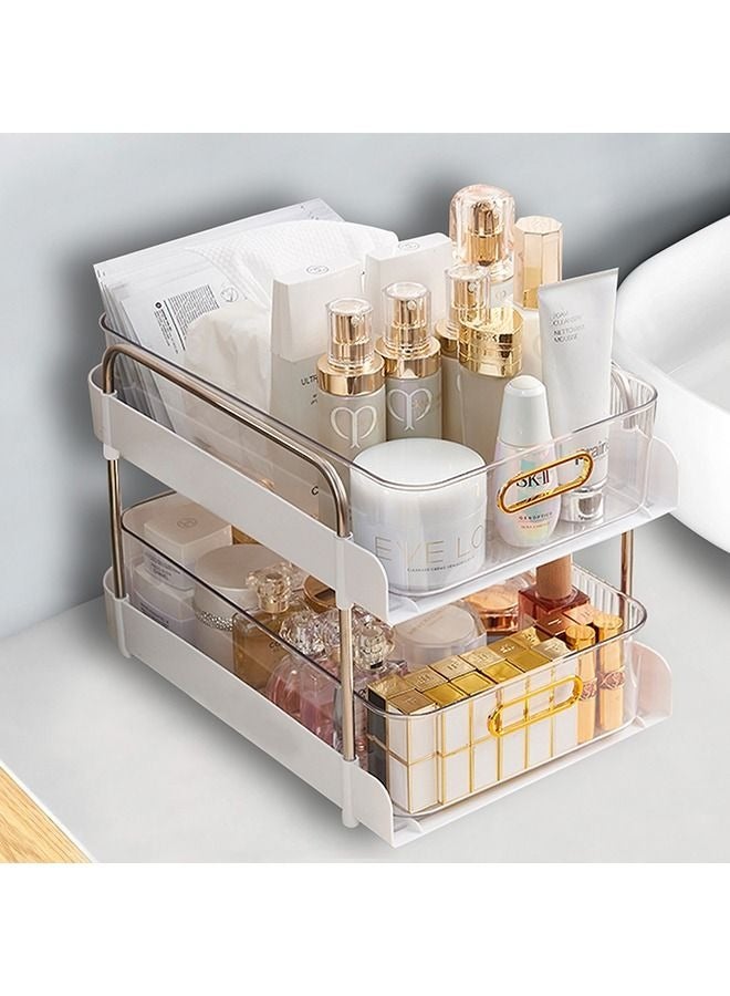 MIXDE 2-Tier Makeup Organizer Under Sink Organizer Storage Shelf With Clear Sliding Baskets and Pull Out Drawer For Kitchen Bathroom Bedroom Office - Image 3