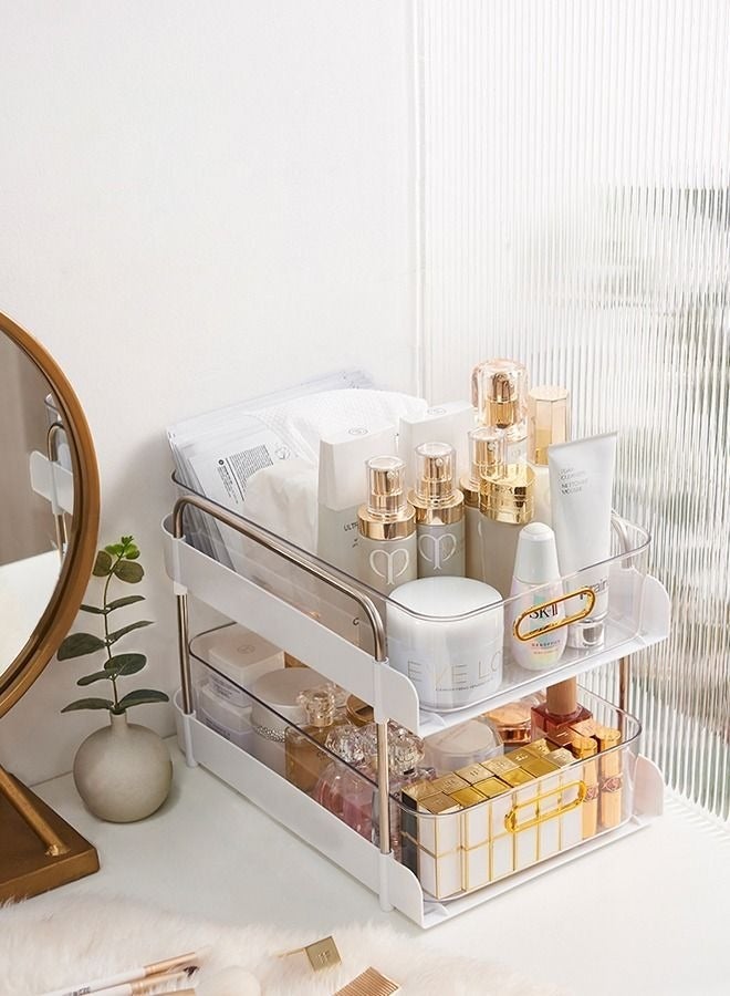 MIXDE 2-Tier Makeup Organizer Under Sink Organizer Storage Shelf With Clear Sliding Baskets and Pull Out Drawer For Kitchen Bathroom Bedroom Office - Image 1