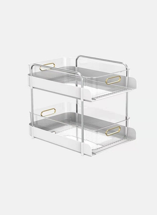 MIXDE 2-Tier Makeup Organizer Under Sink Organizer Storage Shelf With Clear Sliding Baskets and Pull Out Drawer For Kitchen Bathroom Bedroom Office - Image 2