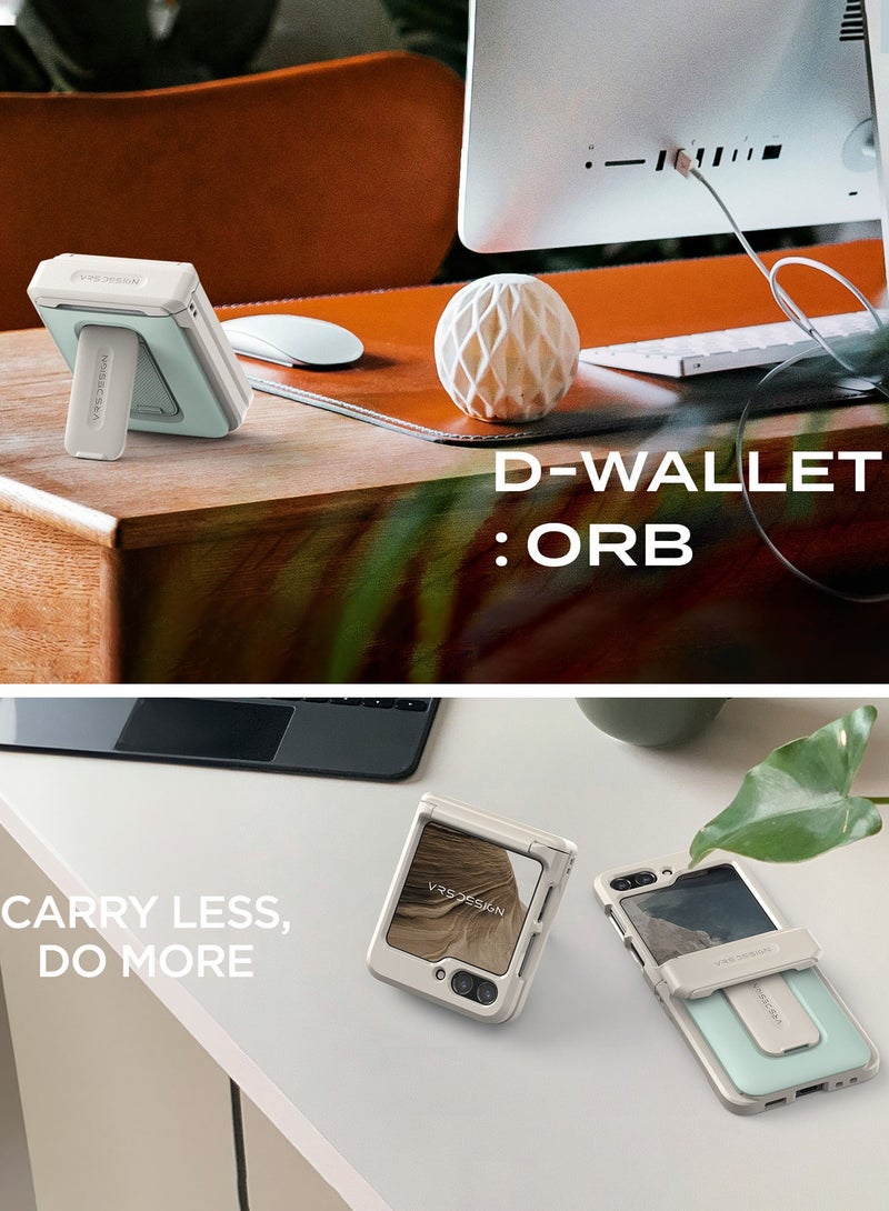 D-Wallet Orb Samsung Galaxy Z Flip 6 Case Cover Wallet [2 Card Holder Slot] Built-in [Kickstand] and [Hinge Protection] - Cotton Blue