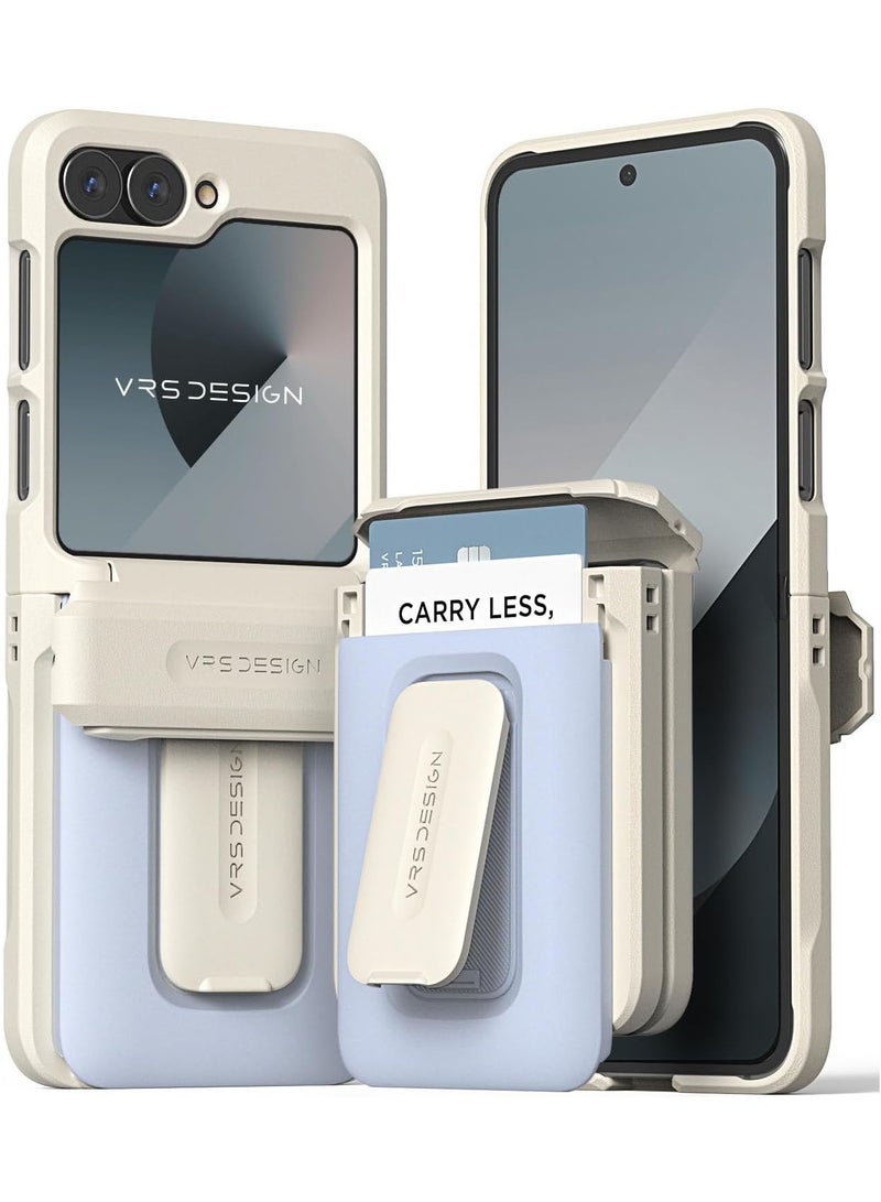 D-Wallet Orb Samsung Galaxy Z Flip 6 Case Cover Wallet [2 Card Holder Slot] Built-in [Kickstand] and [Hinge Protection] - Cotton Blue
