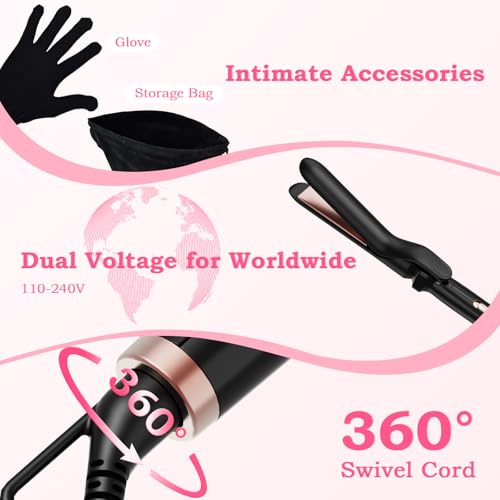 Ufree 5 in 1 Curling Iron with Interchangeable Ceramic Barrels (0.35"-1.25"), Curling Wand Set with Flat Iron Hair Straightener, Instant Heat Up, Dual Voltage Hair Curler, Gifts for Women - Image 5