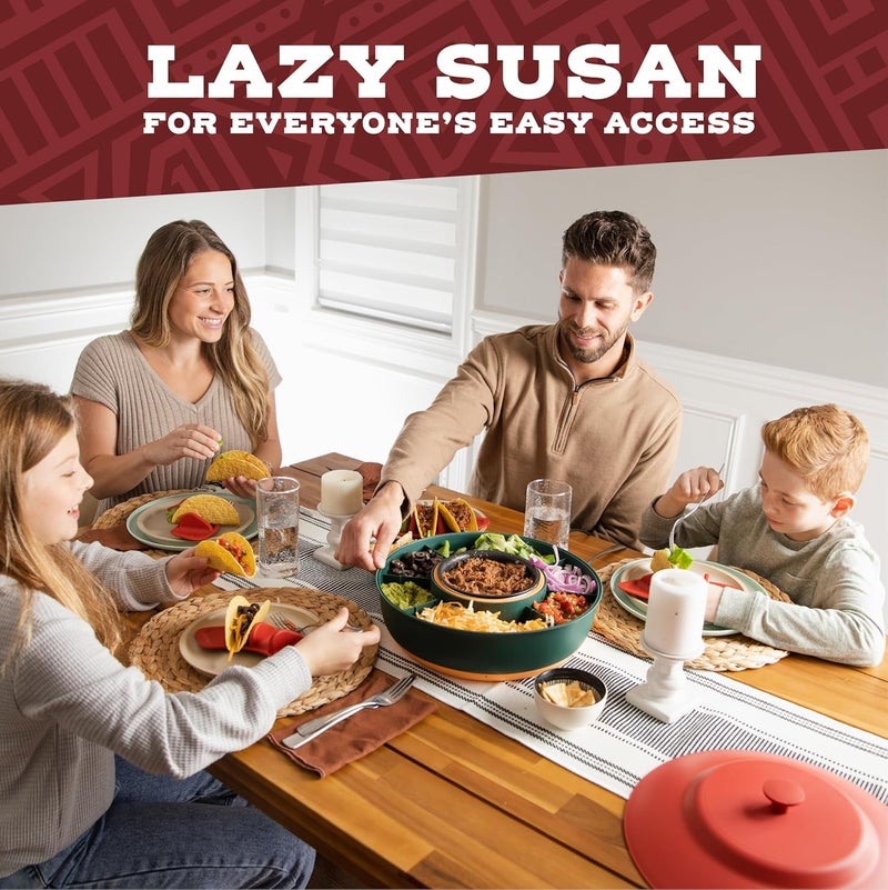 Kusini Taco Tuesday Kit - Taco Bar Serving Set for a Party - 30oz Heated Pot, 4 Taco Holders, & Detachable Lazy Susan Tray - Taco Night Fiesta – Unique Couple & Housewarming Gift Set Ideas - Image 5