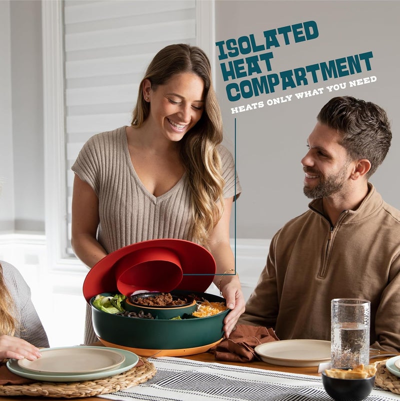 Kusini Taco Tuesday Kit - Taco Bar Serving Set for a Party - 30oz Heated Pot, 4 Taco Holders, & Detachable Lazy Susan Tray - Taco Night Fiesta – Unique Couple & Housewarming Gift Set Ideas - Image 4