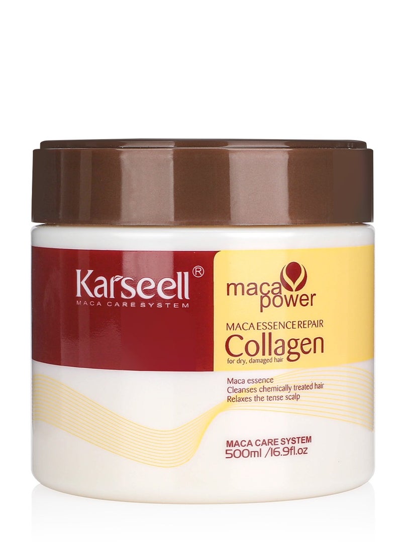 Karseell Karseell Collagen Hair Treatment Deep Repair Conditioning Argan Oil Collagen Hair Mask Essence for Dry Damaged Hair All Hair Types 16.90 oz 500ml  - Image 1