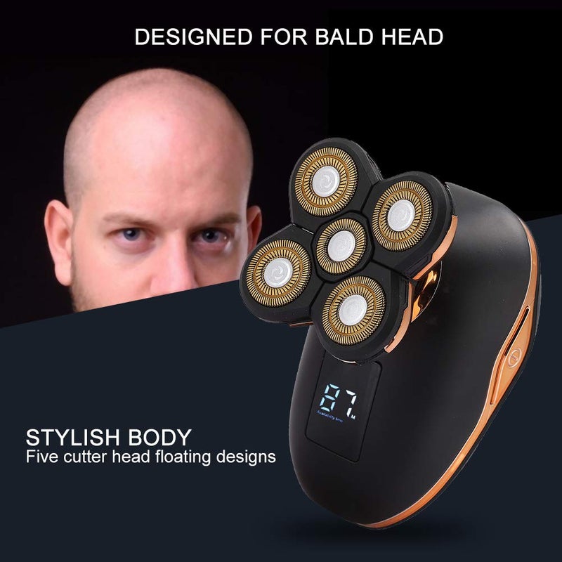 woobles 5 in 1 Electric Shaver for Men, Waterproof Hair Clipper Nose Hair Trimmer Face Cleansing Machine with 4 Funtion Heads Quick Grooming for Bald Look (USB Rechargeable)- - Image 3