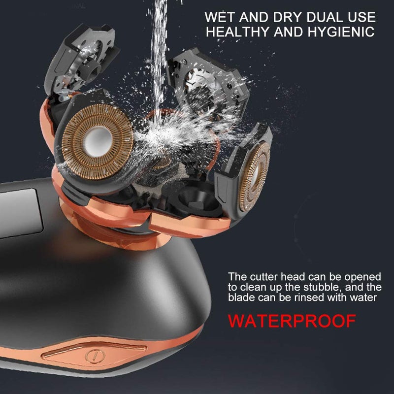 woobles 5 in 1 Electric Shaver for Men, Waterproof Hair Clipper Nose Hair Trimmer Face Cleansing Machine with 4 Funtion Heads Quick Grooming for Bald Look (USB Rechargeable)- - Image 4