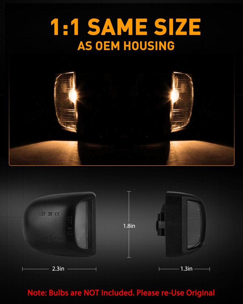 LESAUCE LED License Plate Light Housing for for Chevy Silverado 1500 2500 3500 Suburban Tahoe GMC Sierra Yukon XL for Escalade, Black, 2PCS - Image 2