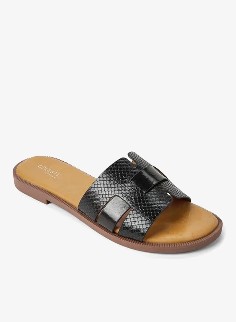 Celeste Women Textured Flat Sandals