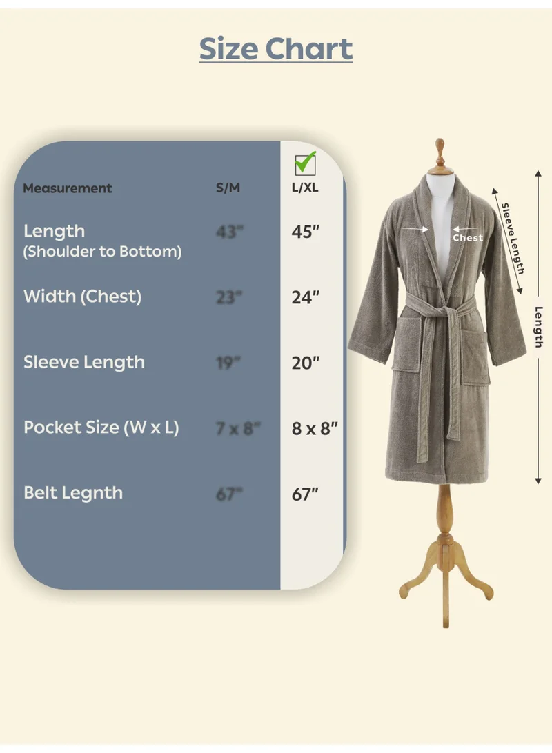 Donetella L-XL Unisex 100% Cotton Velour Bathrobe Large & Extra Large Size, 400 GSM, Luxurious & Absorbent, Soft Velvet Feel, Ankle-Length with Shawl Collar & Pockets  | Best Price UAE