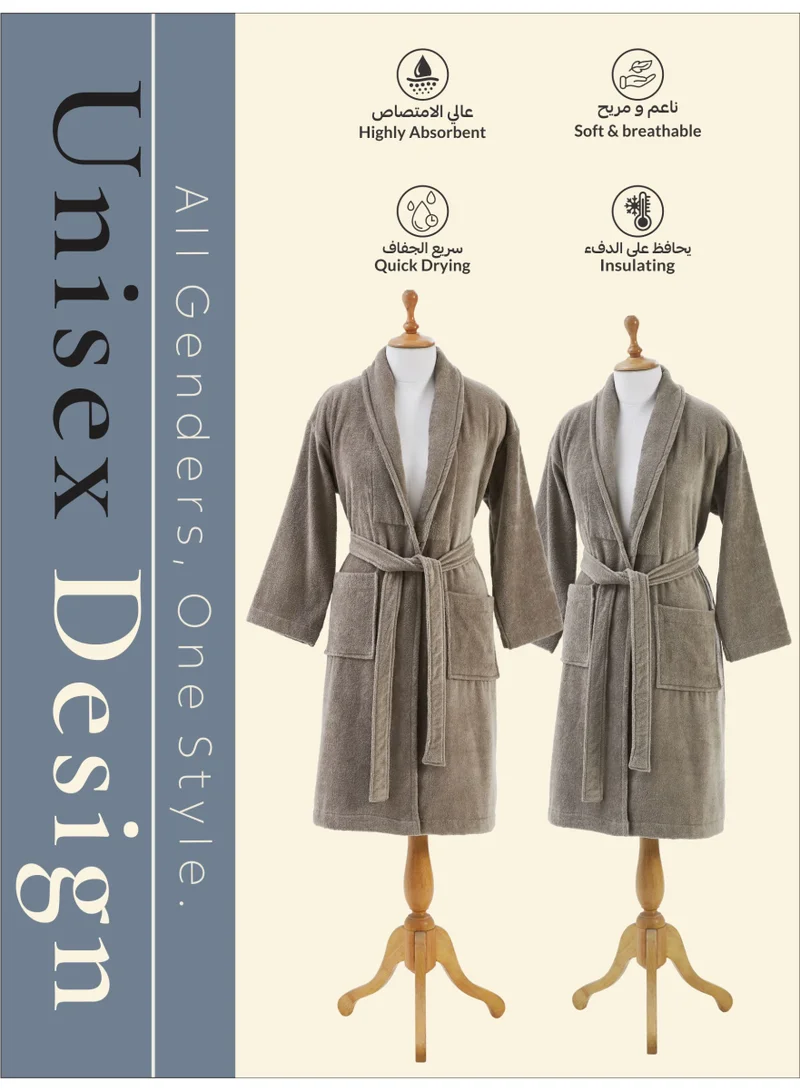 Donetella L-XL Unisex 100% Cotton Velour Bathrobe Large & Extra Large Size, 400 GSM, Luxurious & Absorbent, Soft Velvet Feel, Ankle-Length with Shawl Collar & Pockets  | Best Price UAE