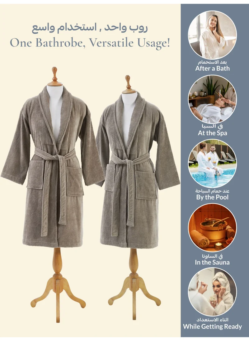Donetella L-XL Unisex 100% Cotton Velour Bathrobe Large & Extra Large Size, 400 GSM, Luxurious & Absorbent, Soft Velvet Feel, Ankle-Length with Shawl Collar & Pockets  | Best Price UAE