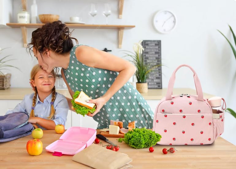 Hidds Lunch Box Lunch Bag Insulated Lunchbox Cute Reusable Lunch Tote bags for School Work Picnic for Kids Girls Women Beige Heart - Image 3