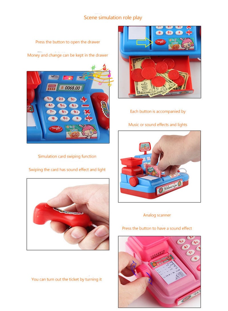 Pretend To Be A Supermarket Cash Register Toy With Lights And Music, Role Play Cash Register, Parent-Child Birthday Gift (Pink Regular Version) - Image 3
