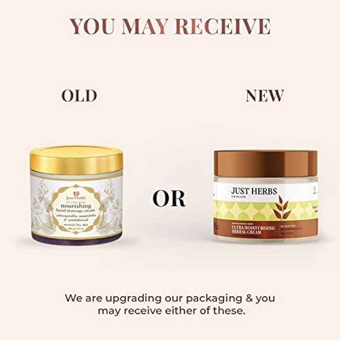 Just Herbs Organic Herbal Nourishing Facial Massage Cream With Ashwgandha & Sandalwaood for Men & Women - Suitable for Normal to Dry Skin, 100g - Image 2