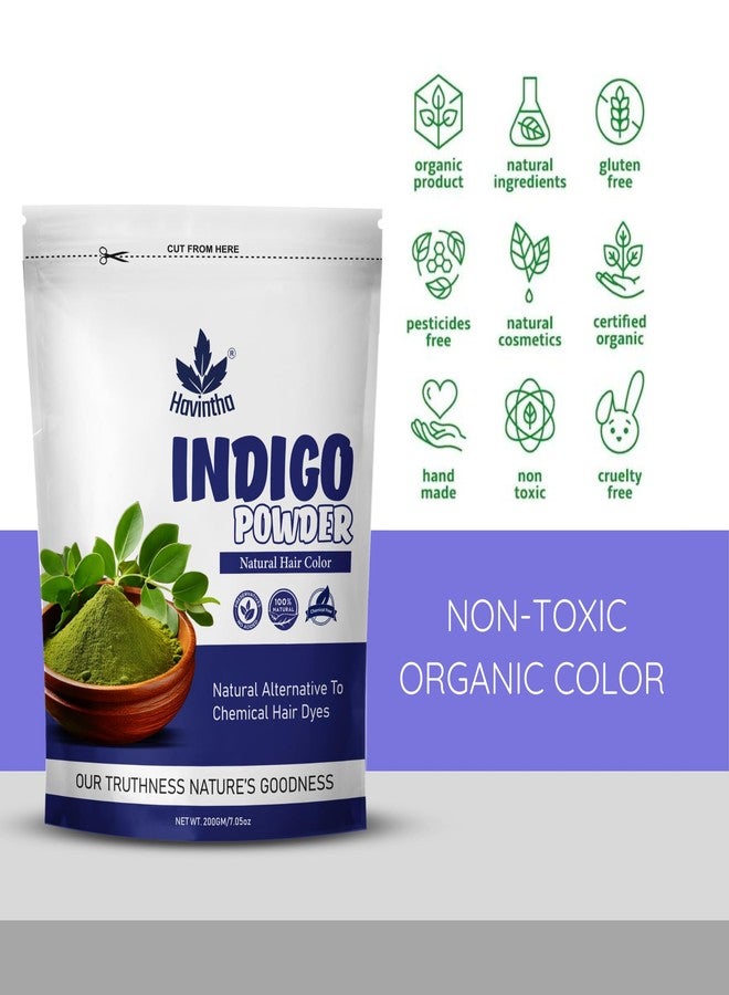 Havintha Organic Indigo Powder For Black Hair | Each 200gm (PACK OF 3) | Herbal Indigo Leaf/Indigofera Tinctoria Powder for Natural Hair Coloring | No Added Colour Or Preservatives - Image 4