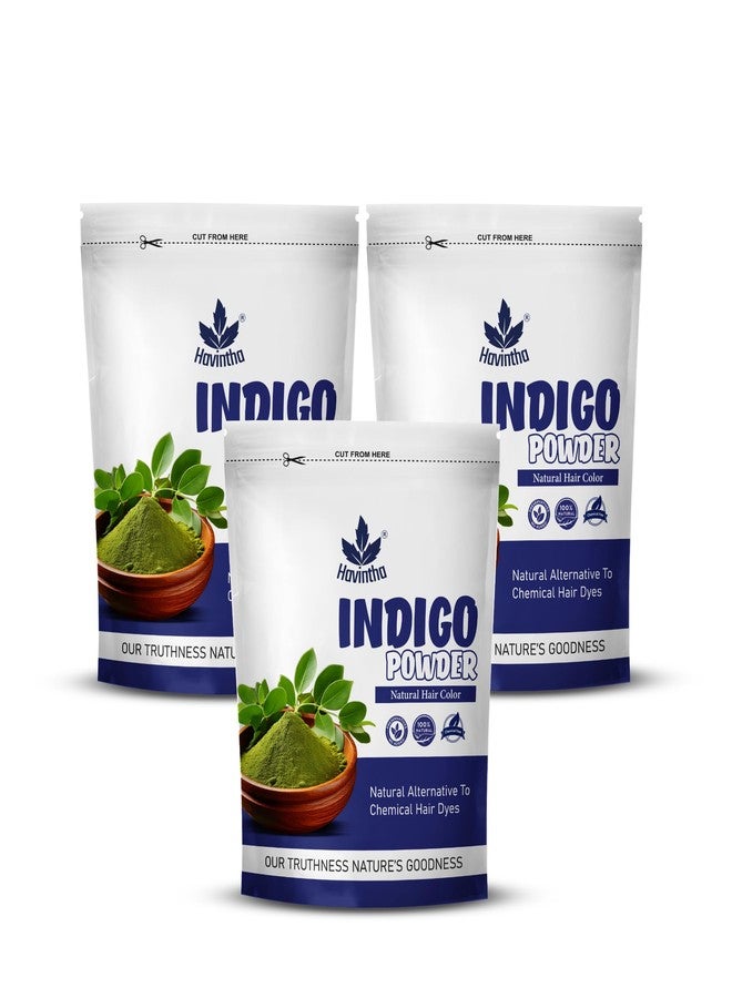 Havintha Organic Indigo Powder For Black Hair | Each 200gm (PACK OF 3) | Herbal Indigo Leaf/Indigofera Tinctoria Powder for Natural Hair Coloring | No Added Colour Or Preservatives - Image 1