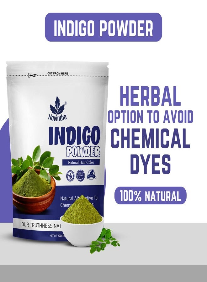 Havintha Organic Indigo Powder For Black Hair | Each 200gm (PACK OF 3) | Herbal Indigo Leaf/Indigofera Tinctoria Powder for Natural Hair Coloring | No Added Colour Or Preservatives - Image 2