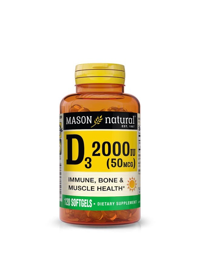 MASON Natural Vitamin D3, 2000 IU, Softgels, 120 ea - Image 1