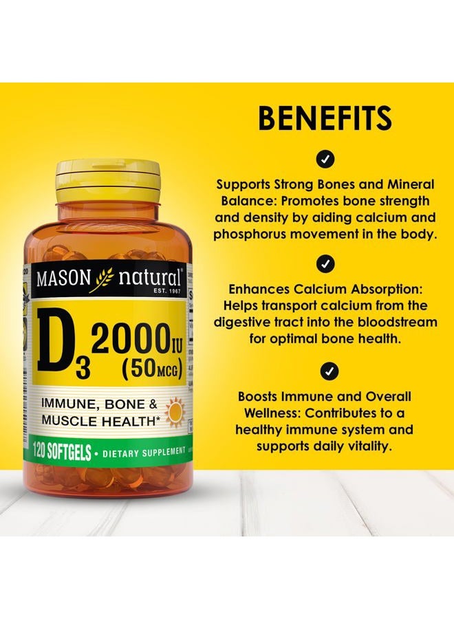 MASON Natural Vitamin D3, 2000 IU, Softgels, 120 ea - Image 2