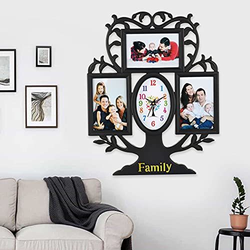 Harbour Analog Latest Stylish New Models Wall Clock with Photo Frames for Home Living Room Hall Bedroom (Size Height 44 CM X Width 34 CM)- Home Decor Big Size Wall Clock WL 715 SN 3 - Image 1