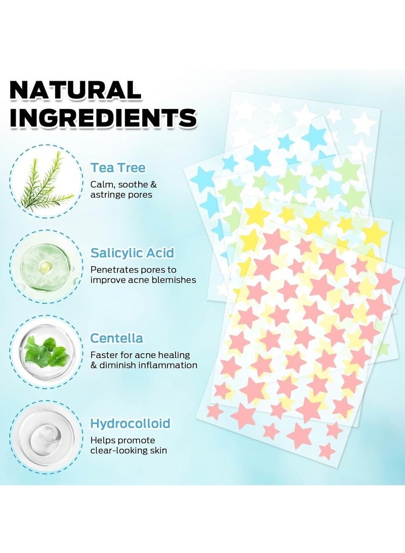 Jaysuing 200 Pcs Pimple Patches, Hydrocolloid Acne Patches for Face, Colorful Star Pimple Spot Sticker with Hyaluronic Acid, Tea Tree Oil & Centella Oil for Covering Zits and Blemishes - Image 3